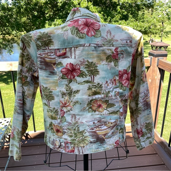 Coldwater Creek Tropical Caribbean Hawaiian Print Cotton Jacket Petite Medium - Picture 6 of 10